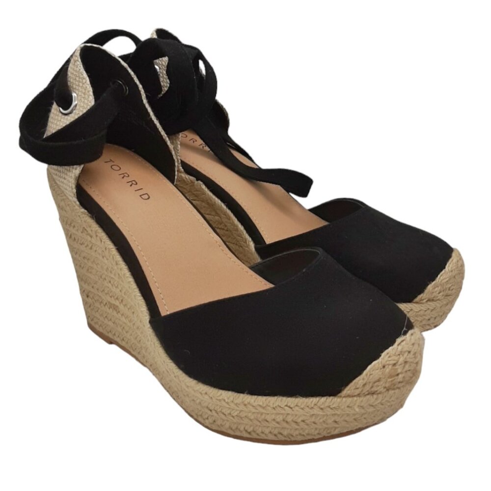 Torrid Ankle Wrap Espadrille Wedge SZ 8.5WW - Picture 3 of 15